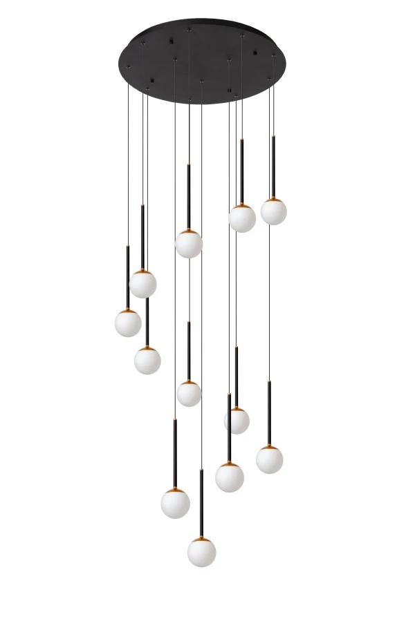 Lucide CALINA - Pendelleuchten - Ø 69,9 cm - LED Dim. - 12x7,7W 2700K - Schwarz - ausgeschaltet